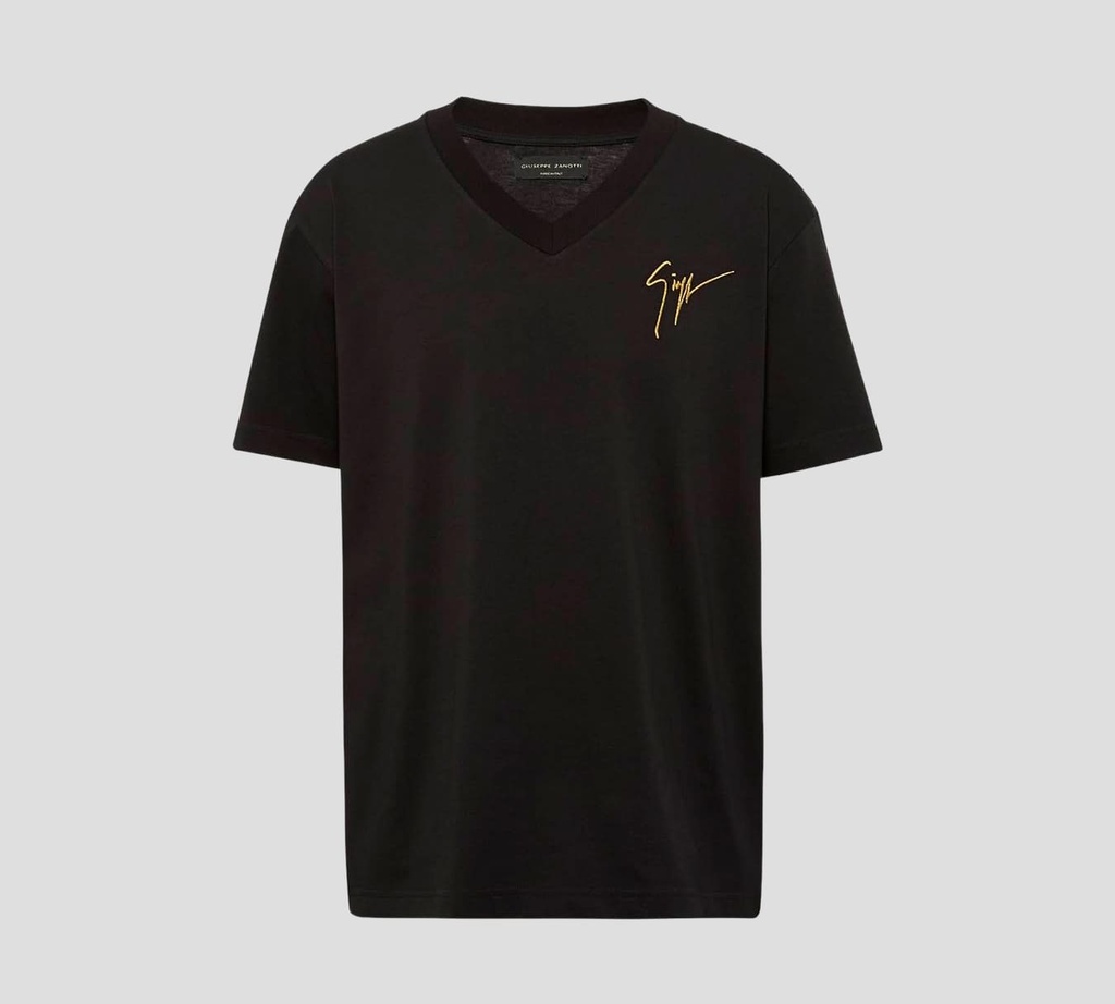 Giuseppe Zanotti - FRANELA BÁSICA CUELLO "V" CON LOGO BORDADO