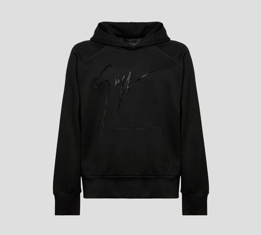 Giuseppe Zanotti - SWEATER HOODIE CON LOGO EN PEDRERÍA 