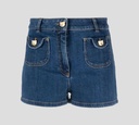Moschino - SHORT DE JEAN CON DOBLE BOLSILLO FRONTAL Y BOTONES METÁLICOS DE OSO