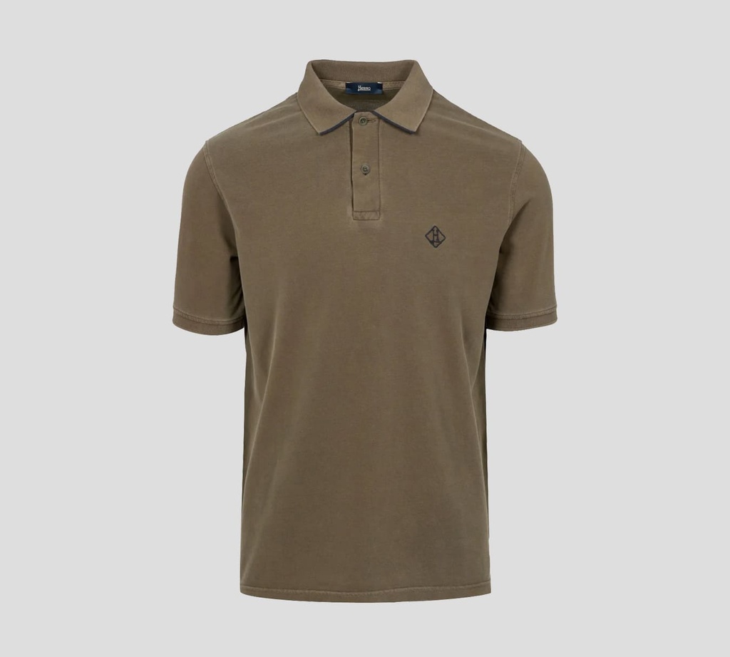 Herno - POLO DE PUNTO PIQUÉ CON LOGO ROMBOIDE BORDADO SOBRE EL PECHO