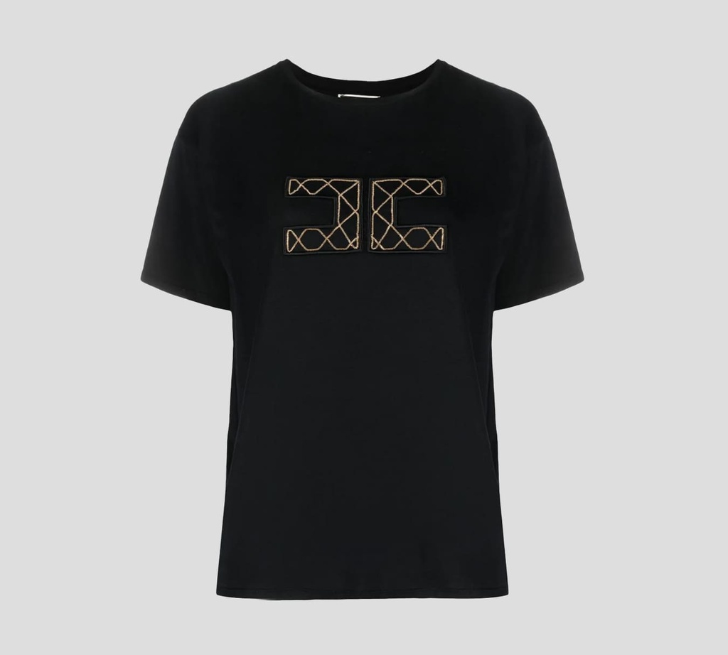 Elisabetta Franchi - FRANELA CUELLO REDONDO CON LOGO HECHO CON CADENAS