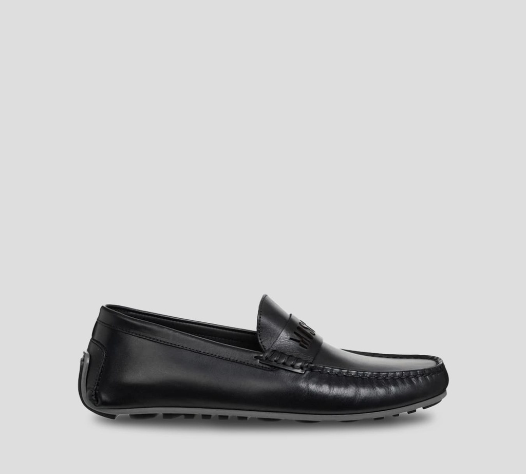 Moschino - MOCASINES DE CUERO CON LOGO TROQUELADO