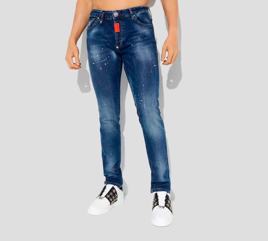 Philipp Plein - SKINNY JEANS CON MANCHAS DE PINTURA