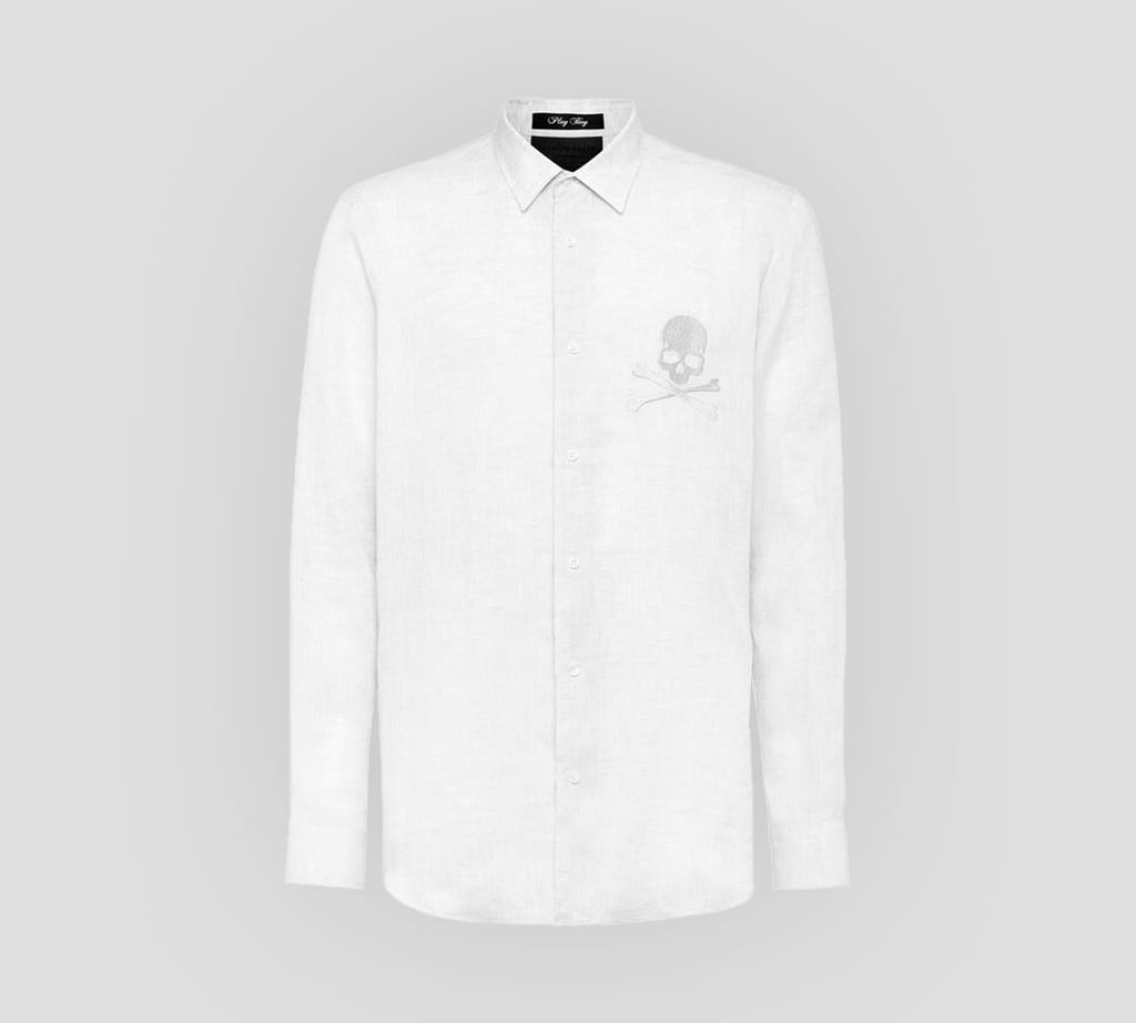 Philipp Plein - CAMISA MANGA LARGA CON CALAVERA BORDADA SOBRE EL PECHO