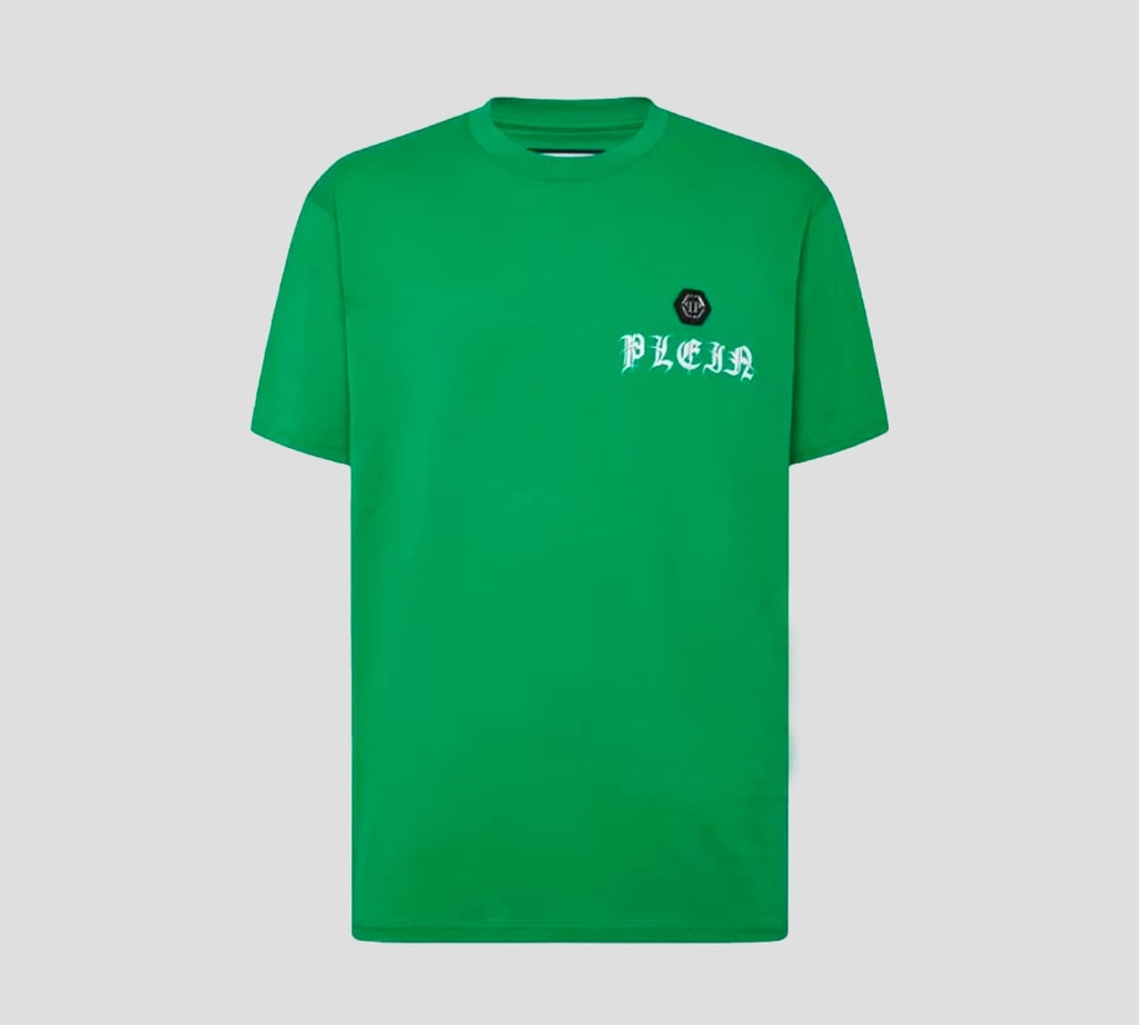 Philipp Plein - FRANELA UNICOLOR CUELLO REDONDO CON LETTERING GÓTICO