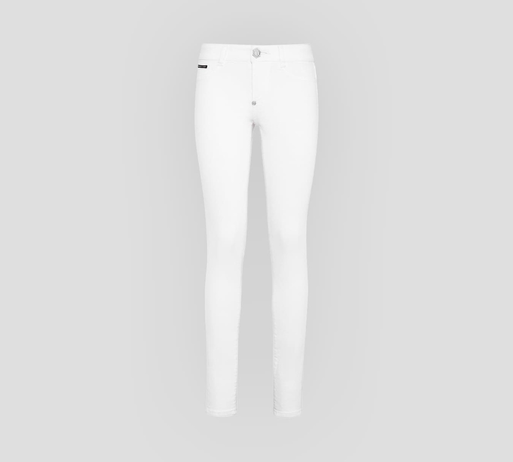 Philipp Plein - SKINNY JEANS CLÁSICO CON DETALLE DE HERRADURA BRILLANTE SOBRE LA PARTE TRASERA