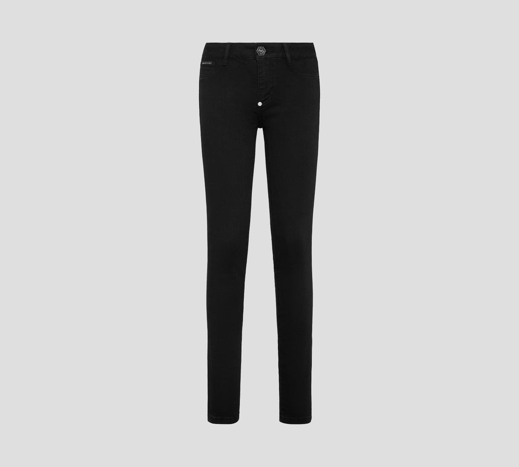 Philipp Plein - SKINNY JEANS CLÁSICO CON DETALLE DE HERRADURA BRILLANTE SOBRE LA PARTE TRASERA