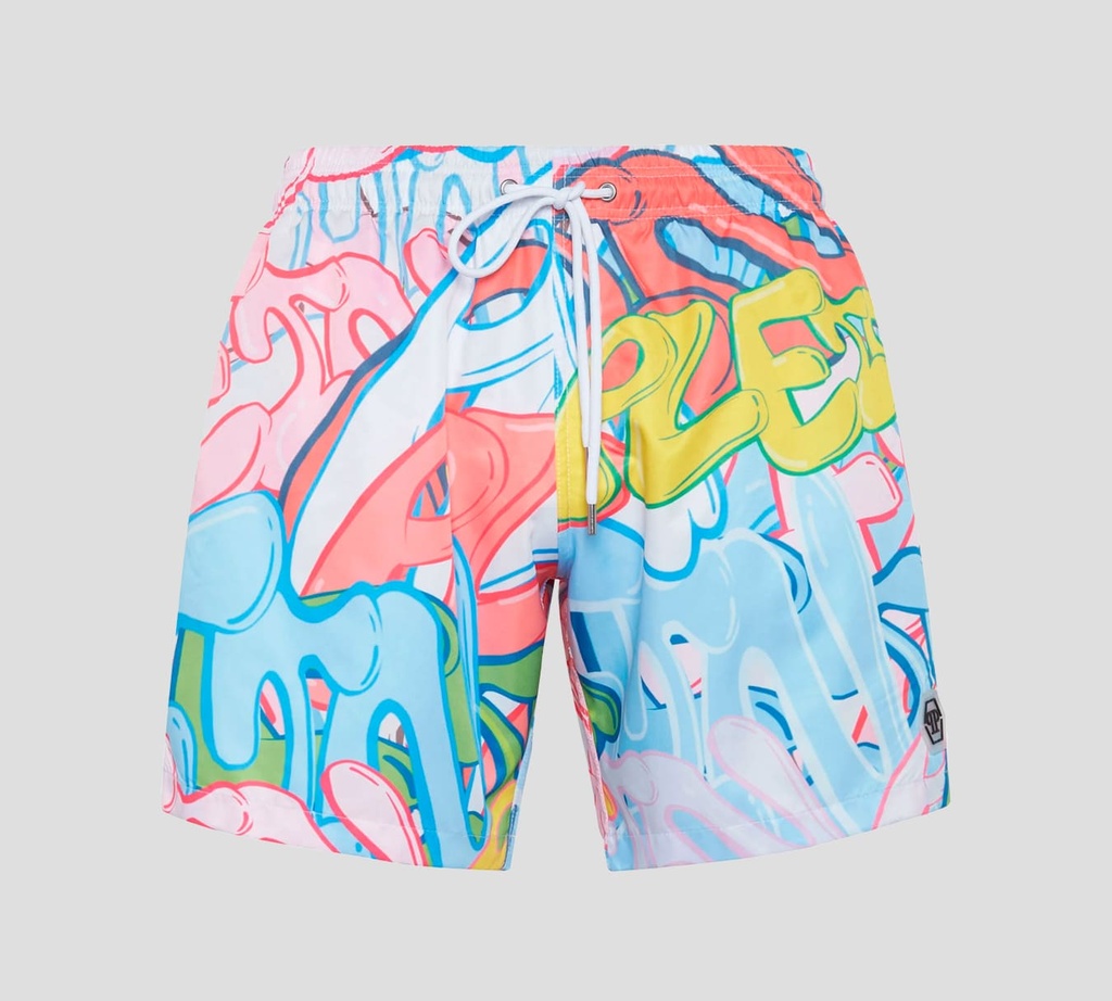 Philipp Plein - SHORT DE PLAYA CON ESTAMPADO DE GRAFFITI MULTICOLOR