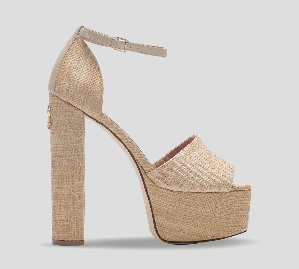Elie Saab - SANDALIAS PEEP TOE EN YUTE DE PLATAFORMA ALTA