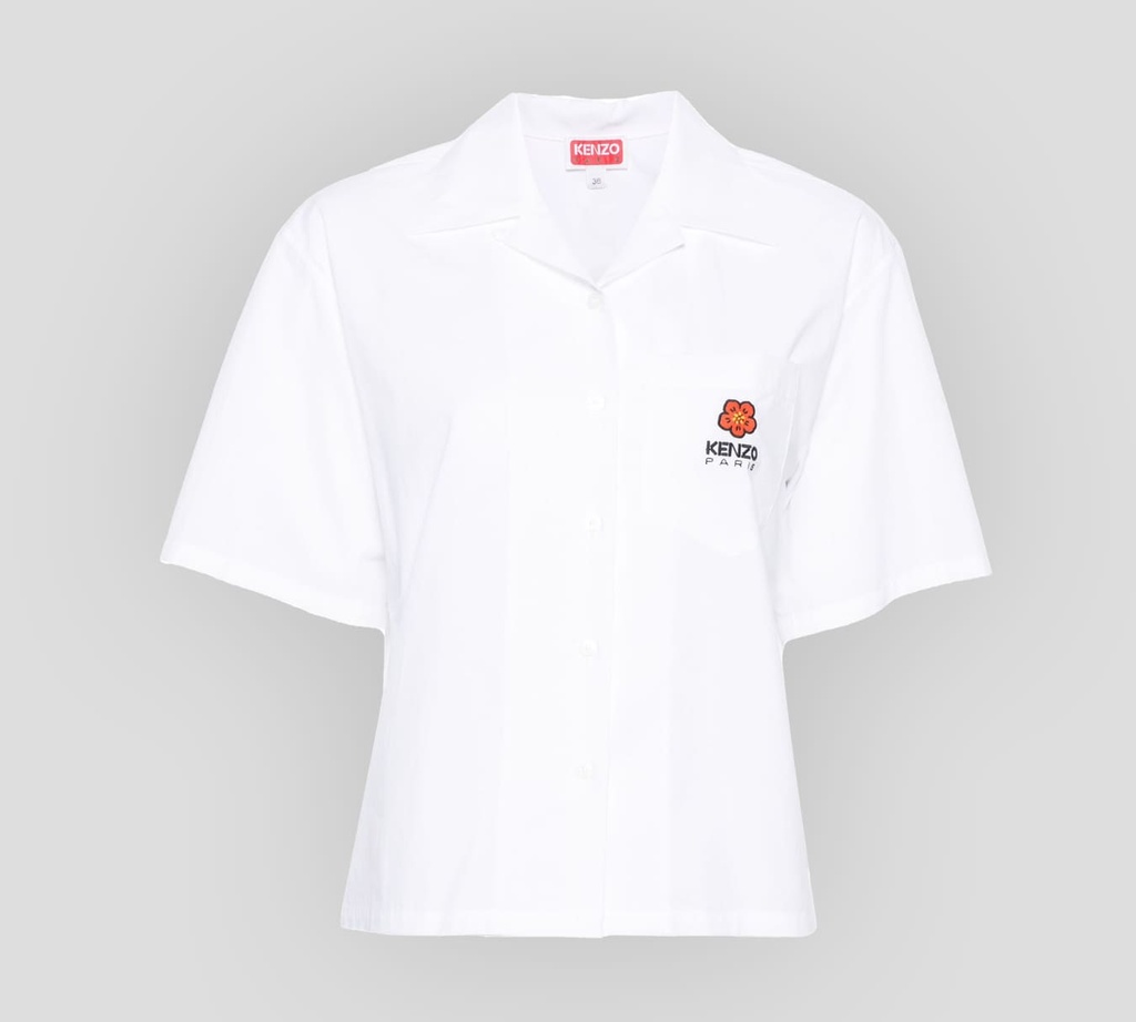 Kenzo - CAMISA MANGA CORTA DE BOTONES CON LOGO K-PARIS BORDADO