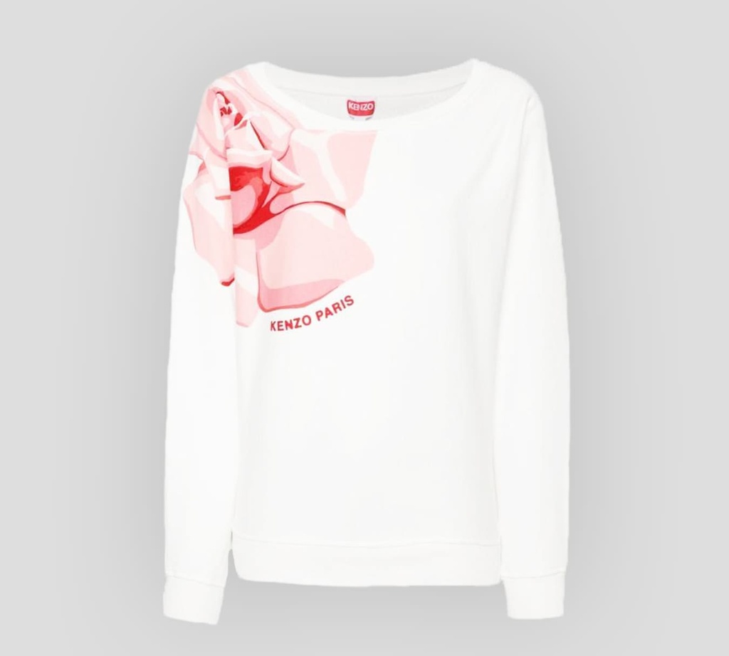 Kenzo - SWEATER CUELLO REDONDO CON FLOR GIGANTE ESTAMPADA