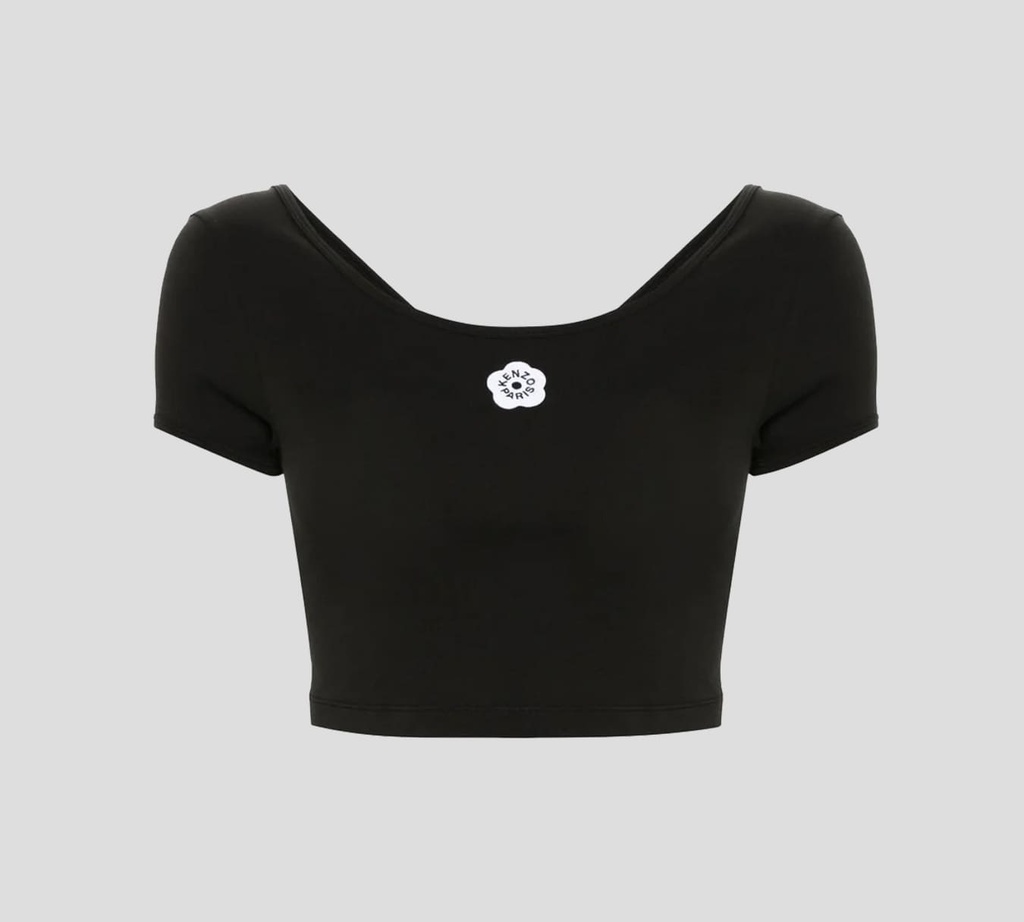 Kenzo - CROP TOP STRETCH MANGA CORTA CON ESPALDA DESCUBIERTA