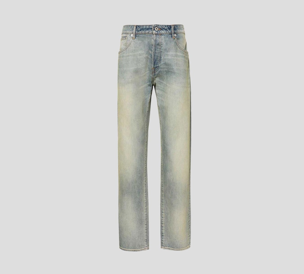 Kenzo - JEAN CORTE RECTO CON LETRAS BORDADAS SOBRE BOLSILLO TRASERO