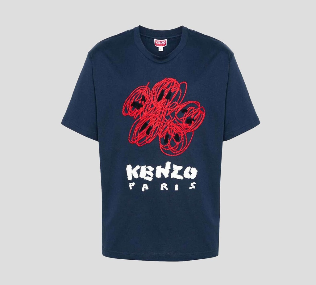 kenzo - FRANELA CUELLO REDONDO CON AMAPOLA FRONTAL BORDADA EN GRANDE