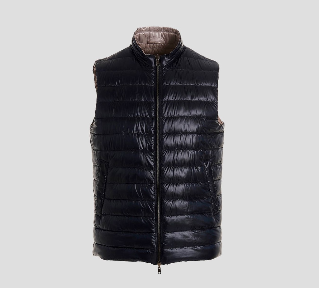 Herno - CHALECO PUFFER REVERSIBLE CON CIERRE FRONTAL Y DOBLE BOLSILLO