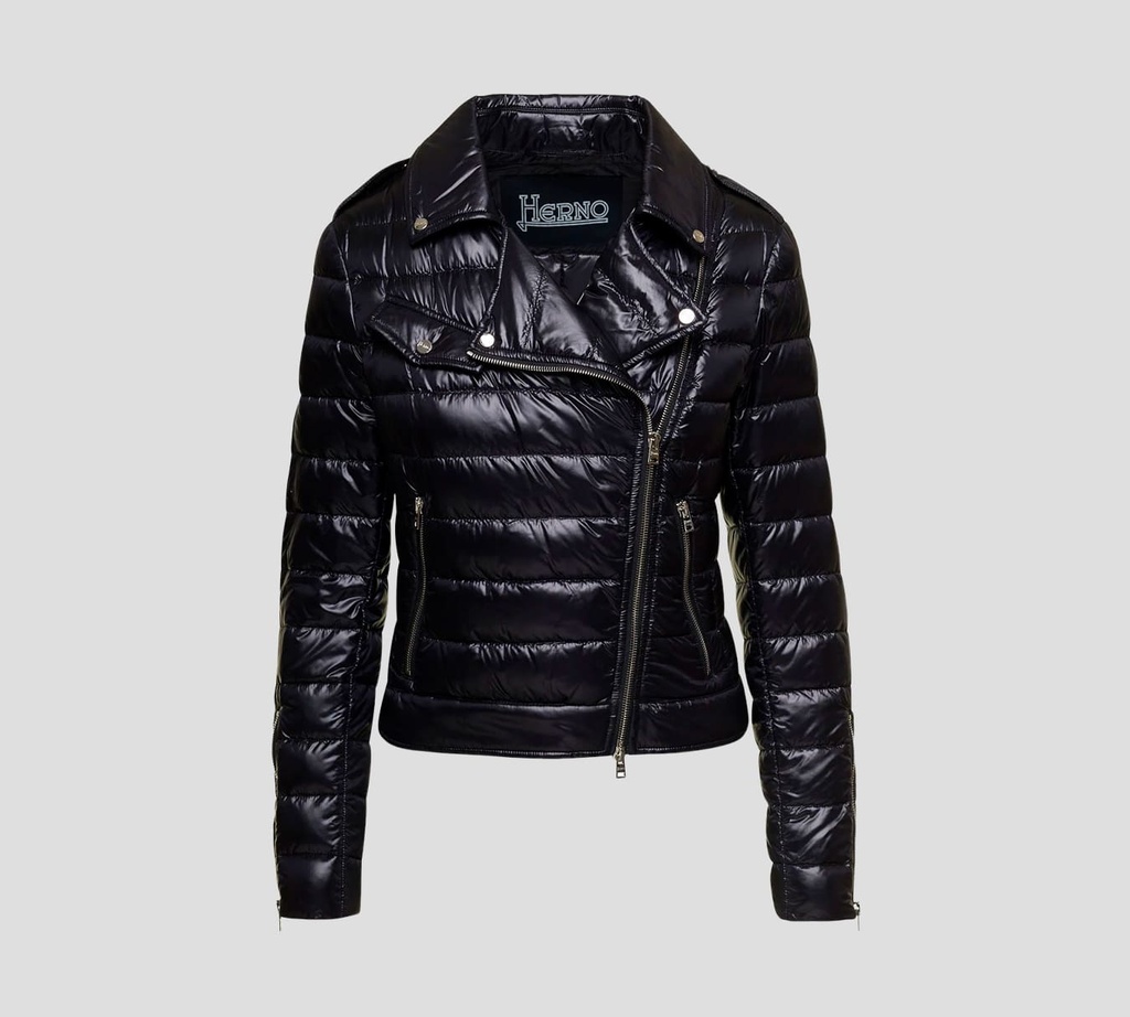 Herno - CHAQUETA PUFFER ESTILO BIKER CON CIERRE LATERAL
