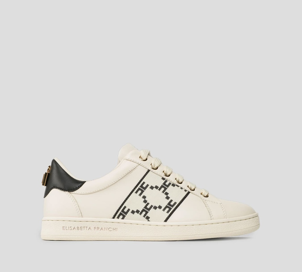 Elisabetta Franchi - SNEAKERS CLÁSICOS CON BANDA DE LOGO AL LATERAL Y APLIQUE METÁLICO