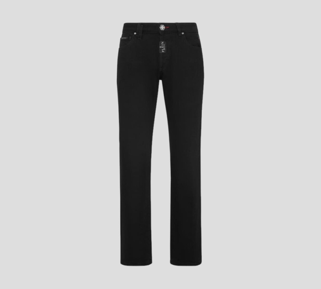 Philipp Plein - SKINNY JEANS SUPER STRAIGHT PREMIUM CON SELLO SOBRE BOLSILLO TRASERO