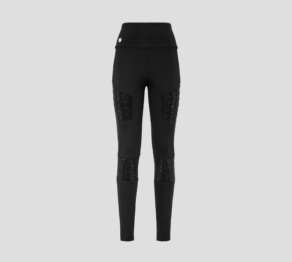 Philipp Plein - LEGGINGS CON PEDRERÍA BRILLANTE Y CIERRE TRASERO
