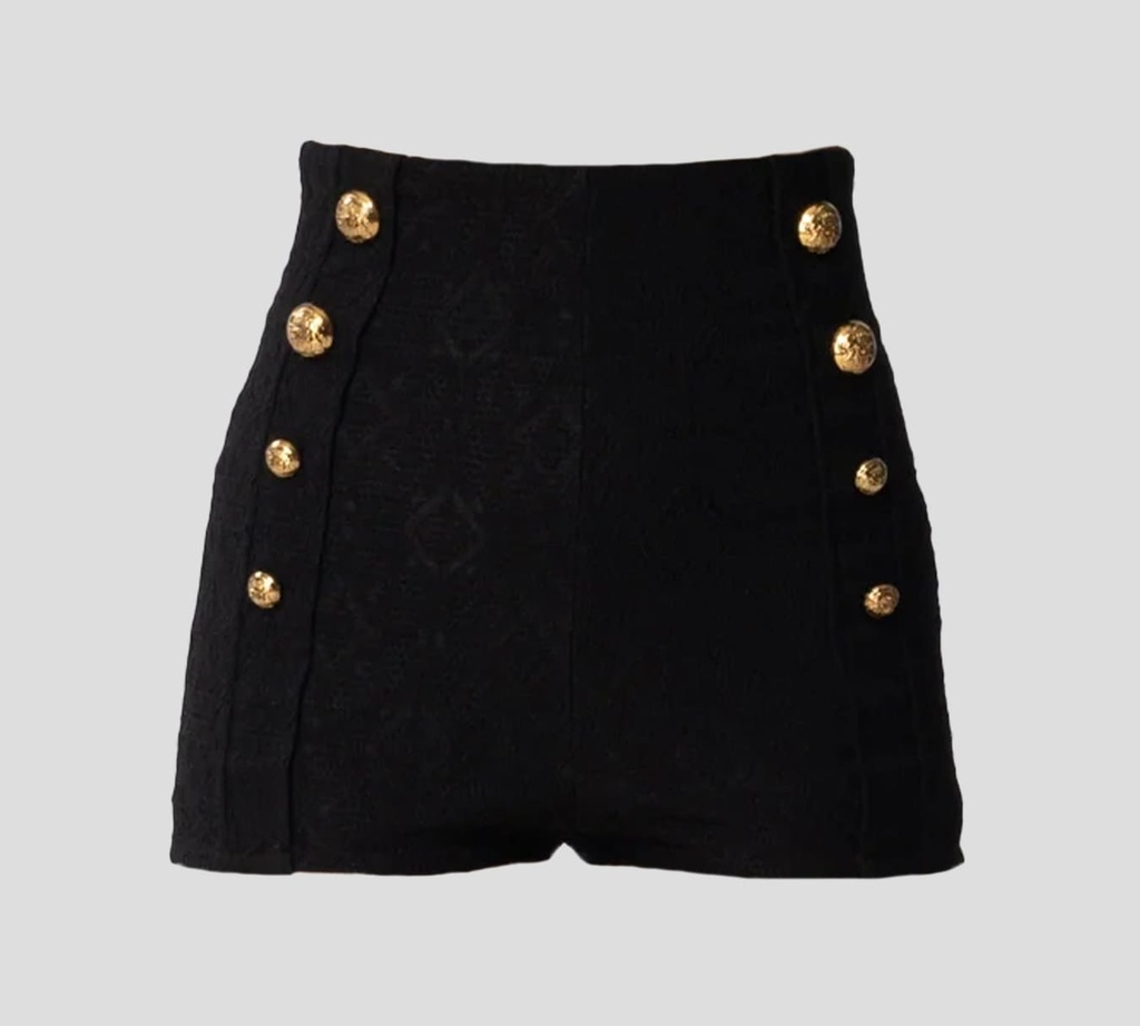 Elisabetta Franchi - SHORT EN TELA BORDADA CON BOTONES DORADOS