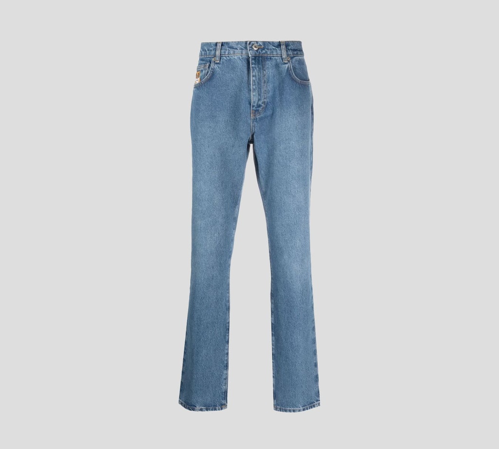 Moschino - JEAN CON OSO BORDADO SOBRE BOLSILLO FRONTAL