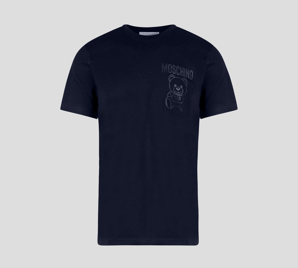 Moschino - FRANELA CUELLO REDONDO CON ESTAMPADO EN RELIEVE SOBRE EL PECHO