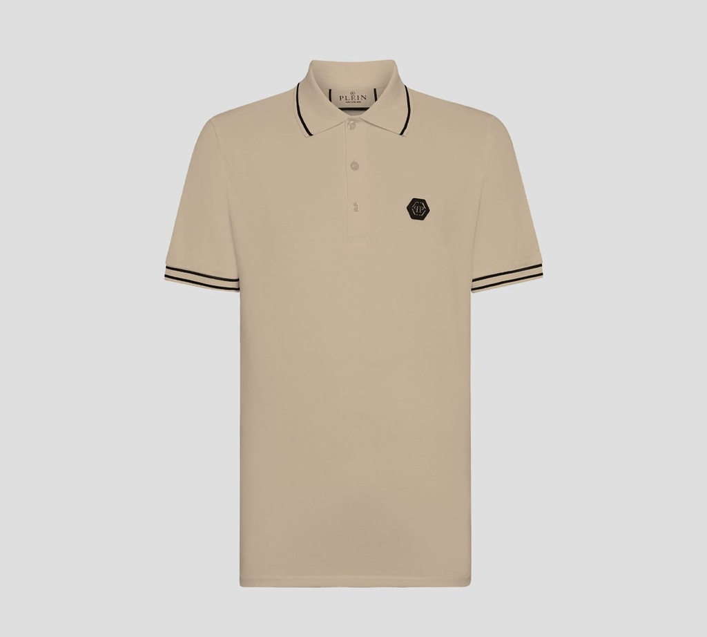 Philipp Plein - POLO EN PUNTO PIQUÉ CON LÍNEAS SOBRE CUELLO Y MANGAS