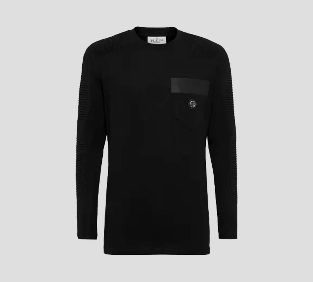 Philipp Plein - SUDADERA BIKER CUELLO REDONDO CON TEXTURIZADO SOBRE LOS BRAZOS