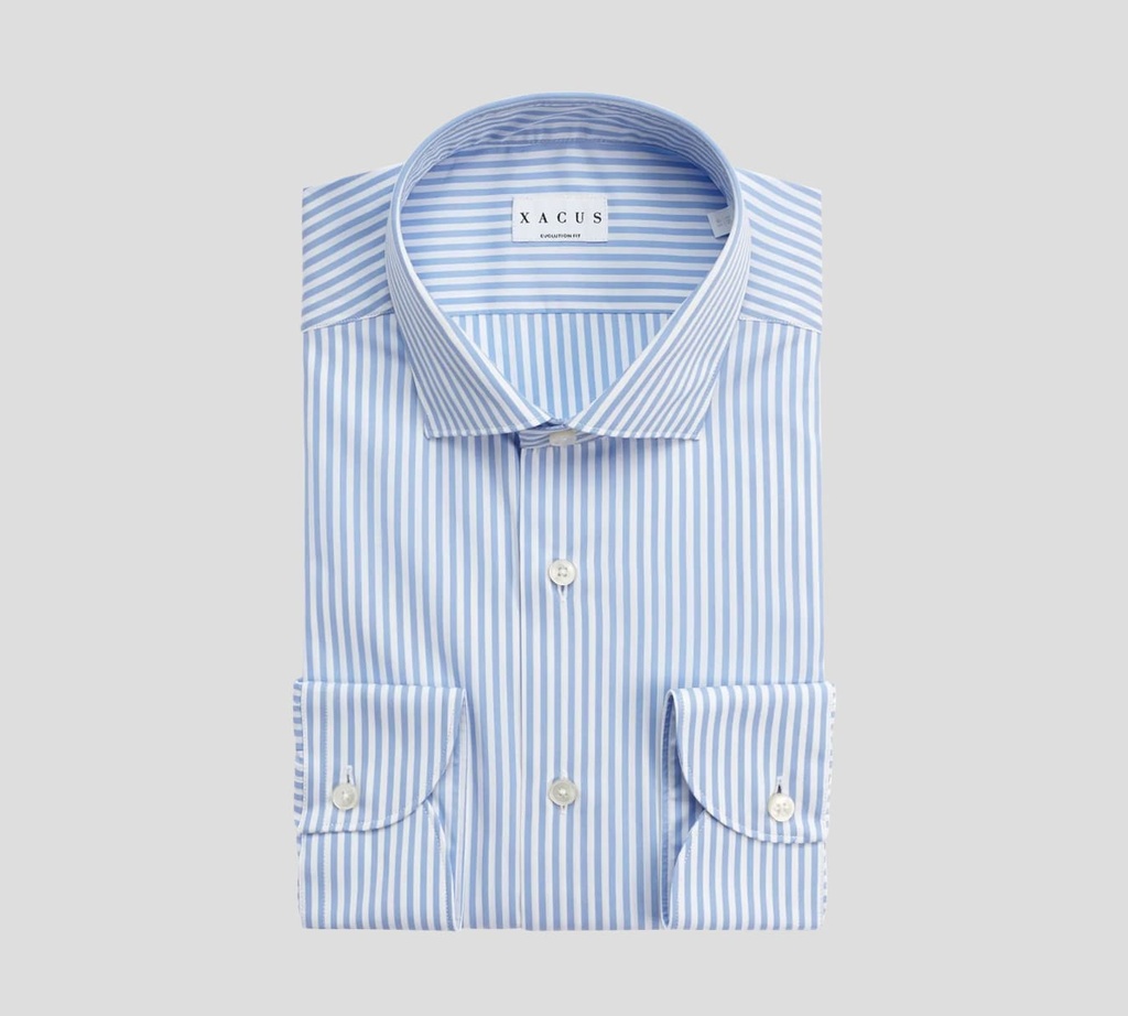 Xacus - CAMISA A RAYAS DE POPELINA CON CUELLO FRANCÉS PEQUEÑO