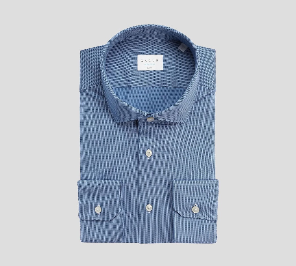 Xacus - CAMISA TEXTURIZADA CON CUELLO FRANCÉS PEQUEÑO Y LISO