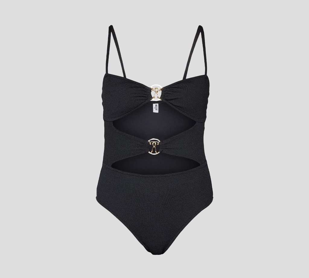 Moschino - TRAJE DE BAÑO ENTERO NEGRO CON DOBLE HEBILLA FRONTAL