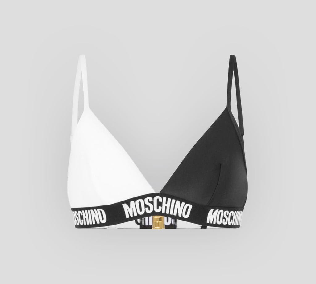 Moschino - TOP DE BIKINI BLACK & WHITE CON BANDA ELÁSTICA BAJO EL BUSTO