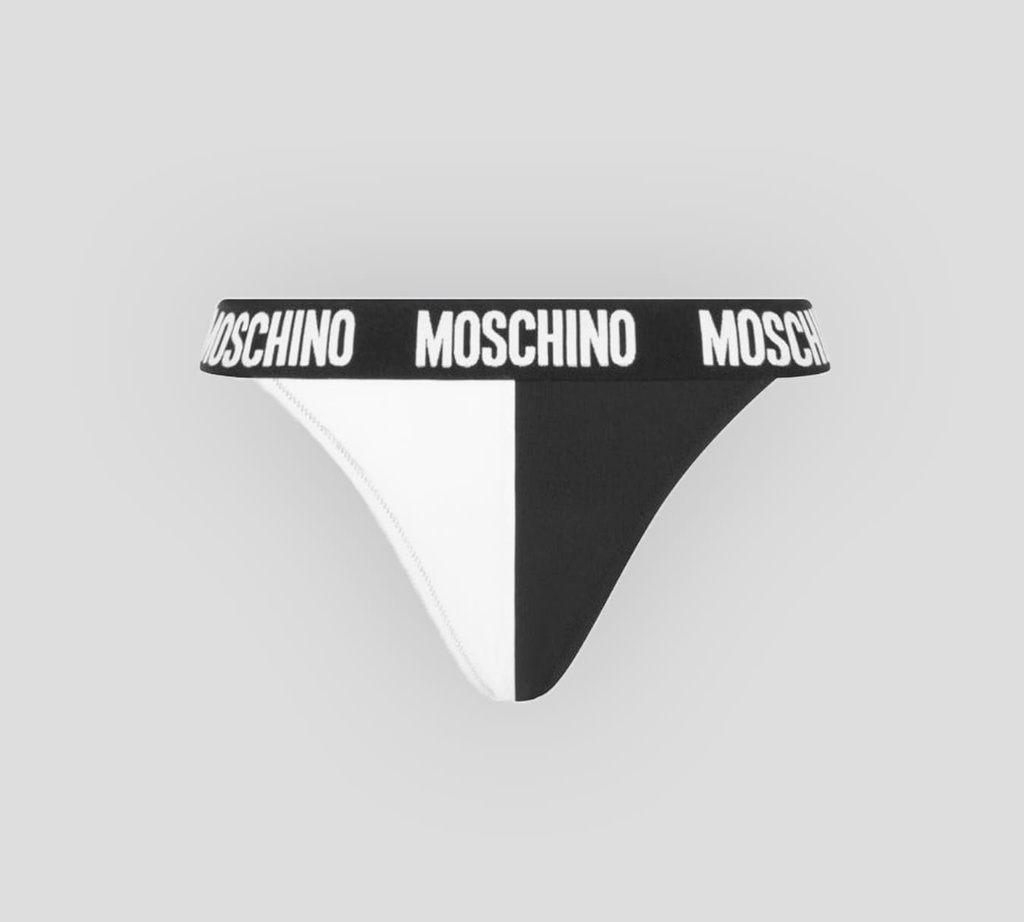 Moschino - PANTY DE BIKINI BLACK & WHITE CON BANDA ELÁSTICA A LA CADERA