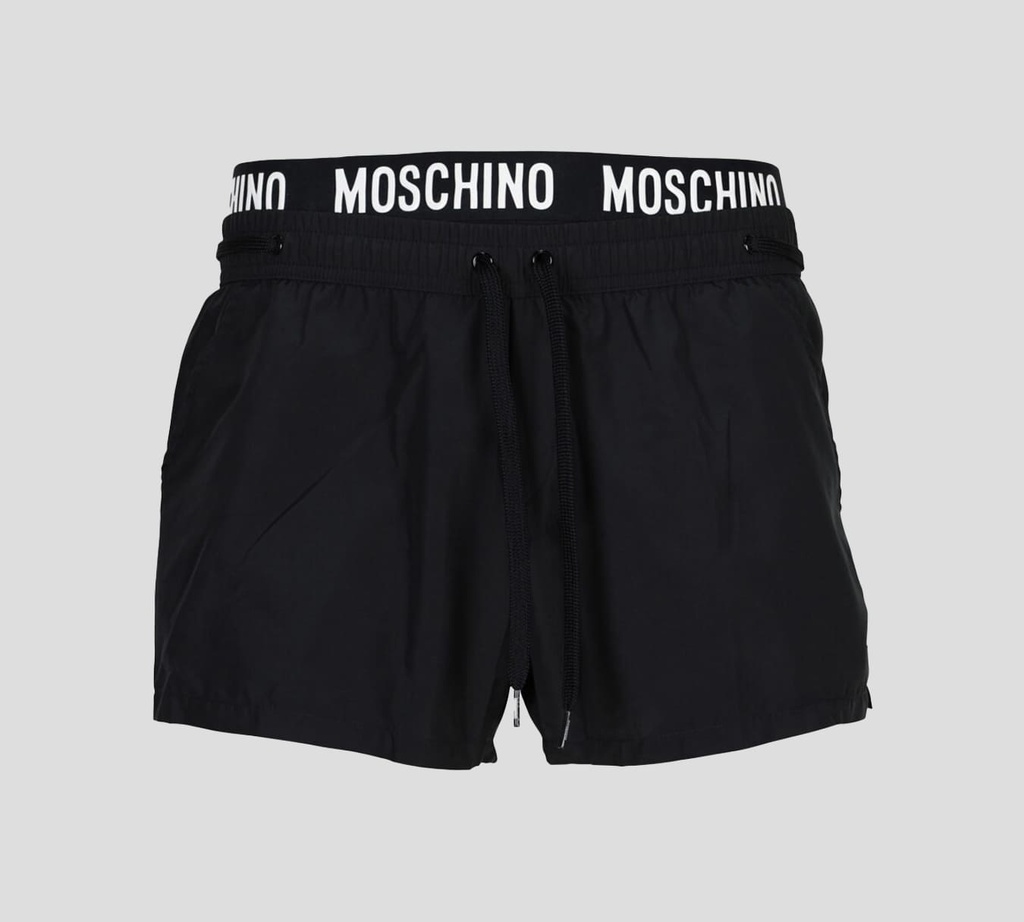 Moschino - SHORT DE PLAYA UNICOLOR CON DOBLE PRETINA