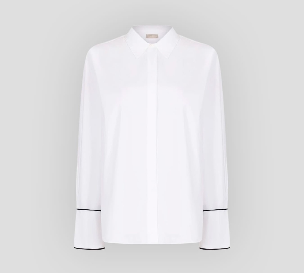 Elie Saab - CAMISA CON BIES NEGRO Y PUÑOS ANCHOS