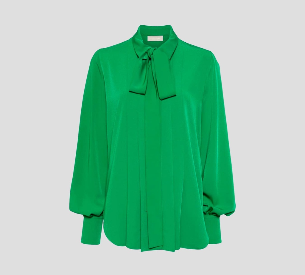 Elie Saab - BLUSA PLISADA CON LAZO AL CUELLO Y PUÑOS LARGOS AJUSTADOS