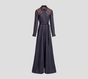 Elie Saab - JUMPSUIT MANGA LARGA DE JEAN CON BORDADOS SOBRE EL TOP