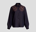 Elie Saab - CAMISA DE DENIM CON BORDADOS SOBRE EL PECHO