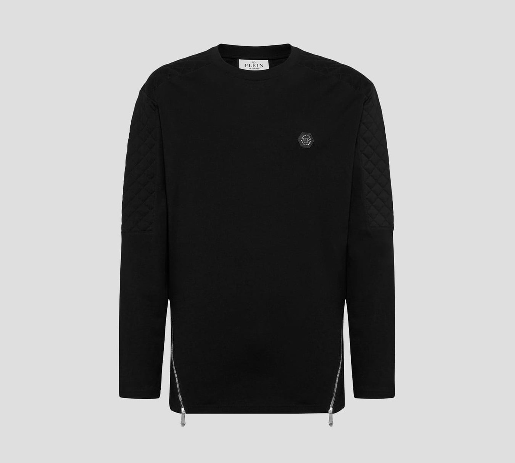 Philipp Plein - SWEATER BIKER CON CIERRES Y TEXTURIZADO EN BRAZOS