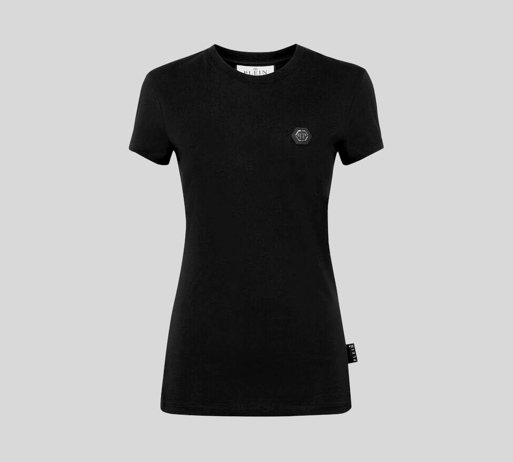 Philipp Plein - FRANELA CUELLO REDONDO CON PEDRERÍA SOBRE LA ESPALDA