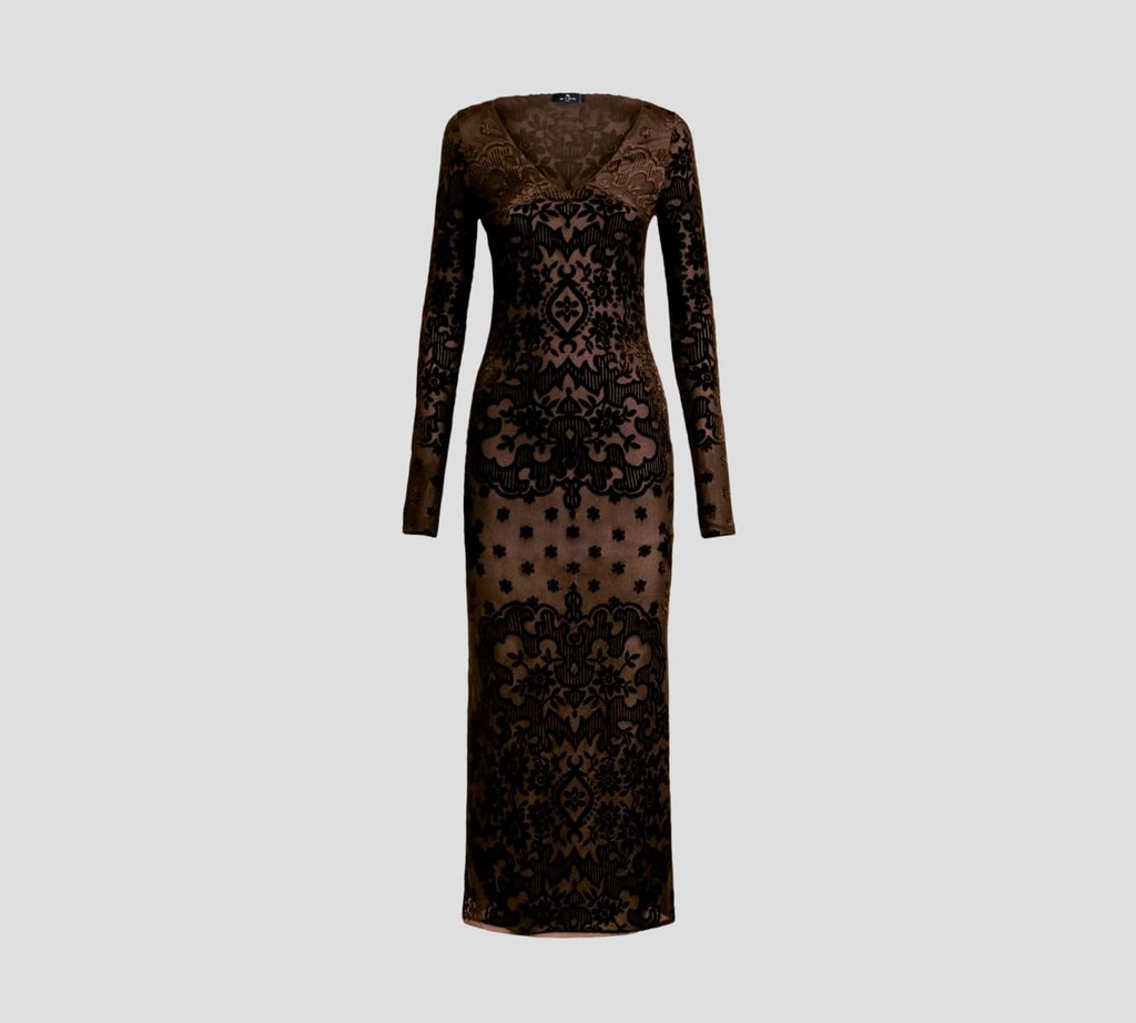 Etro - VESTIDO DE JACGUARD EN TUL Y TERCIOPELO