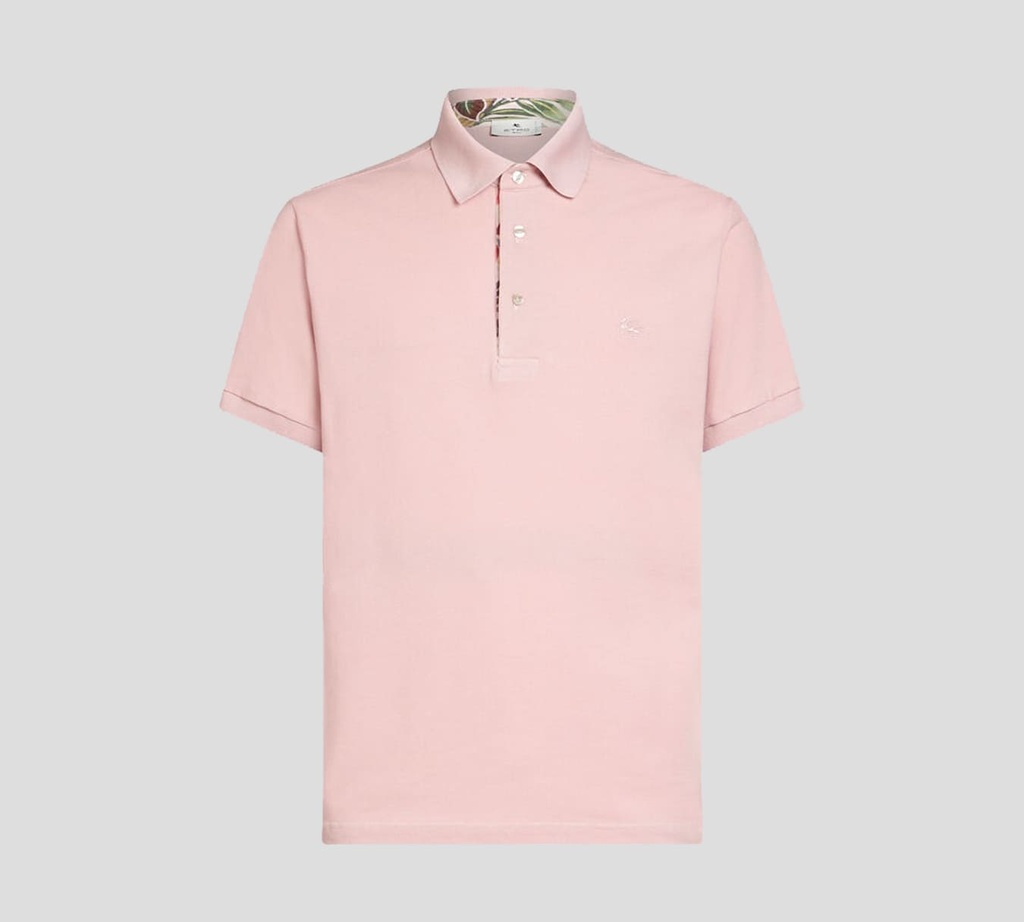 Etro - POLO BÁSICA UNICOLOR CON ESTAMPADO SUTIL EN BOTONERA Y CUELLO