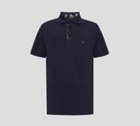 Etro - POLO BÁSICA AZUL MARINO CON ESTAMPADO SUTIL EN BOTONERA Y CUELLO