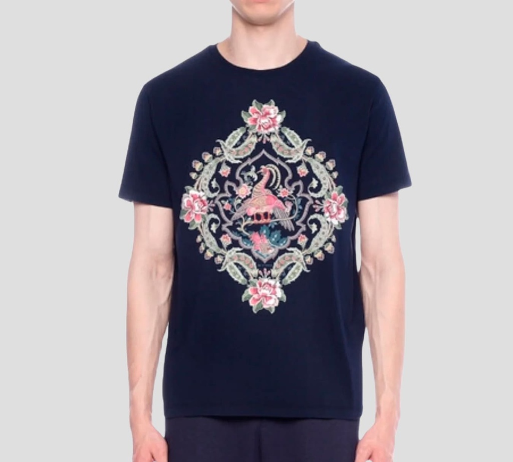 Etro - FRANELA CUELLO REDONDO CON ESTAMPADO PEACOCK