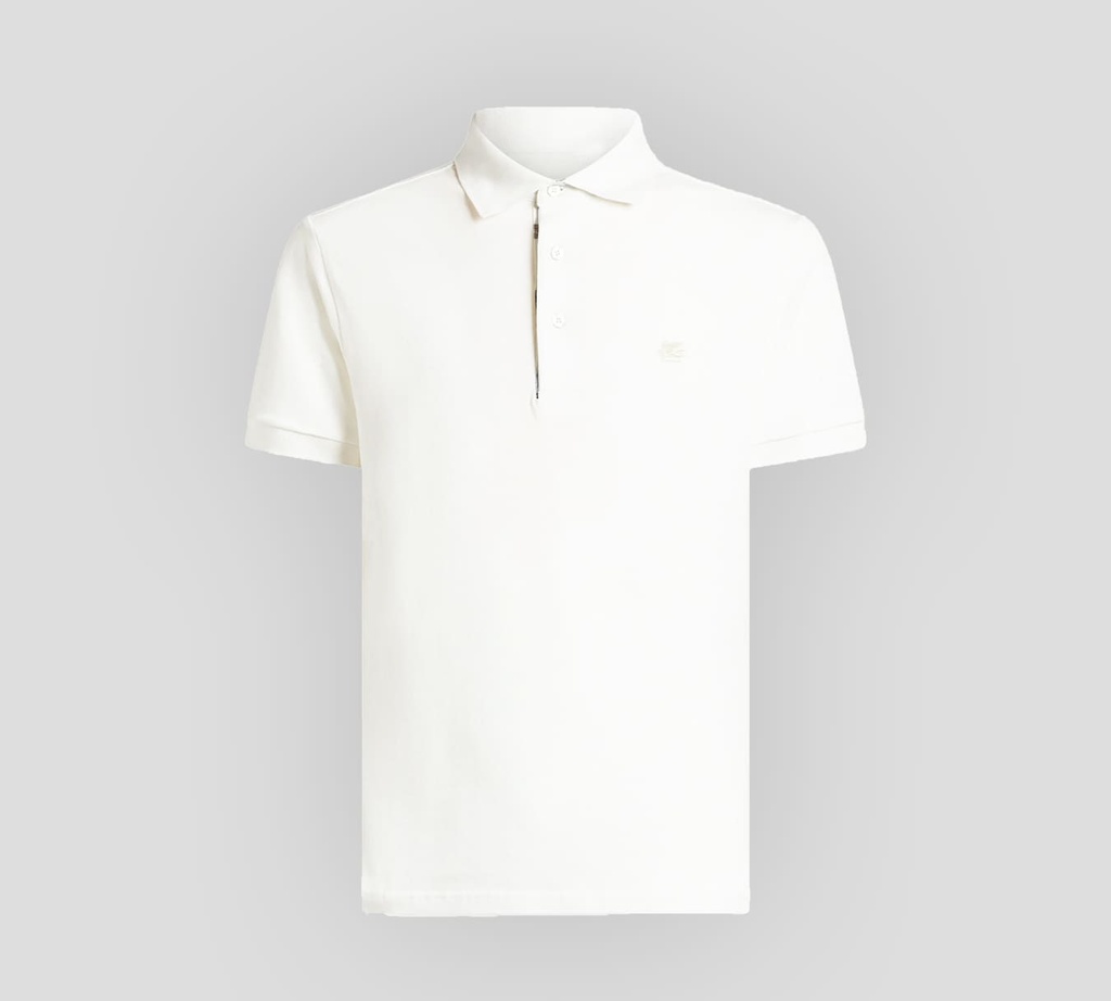 Etro - POLO BÁSICA BLANCA CON ESTAMPADO SUTIL EN BOTONERA Y CUELLO