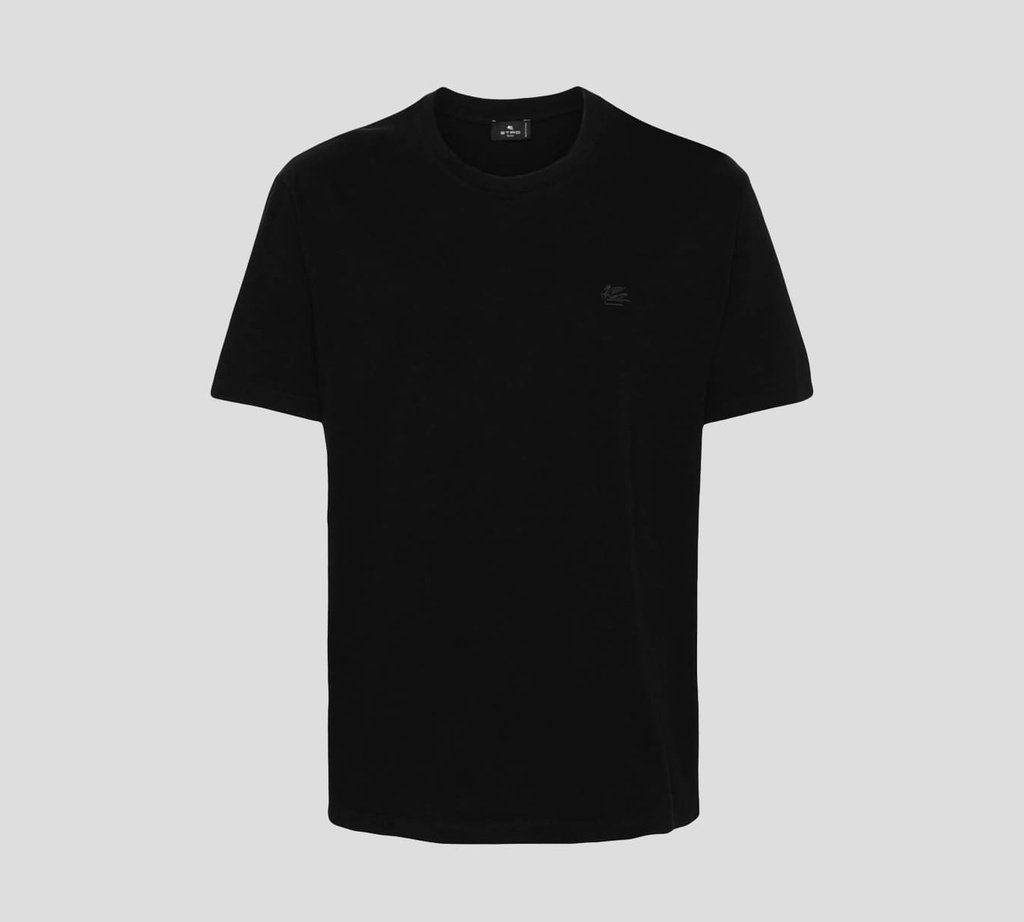 Etro - FRANELA BÁSICA CUELLO REDONDO CON LOGO BORDADO SOBRE EL PECHO