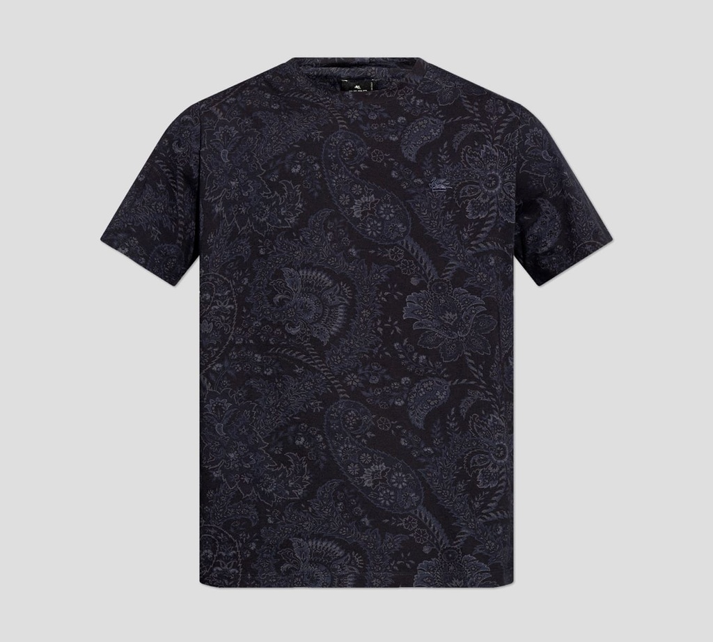 Etro - FRANELA CUELLO REDONDO AZUL MARINO CON ESTAMPADO PAISLEY