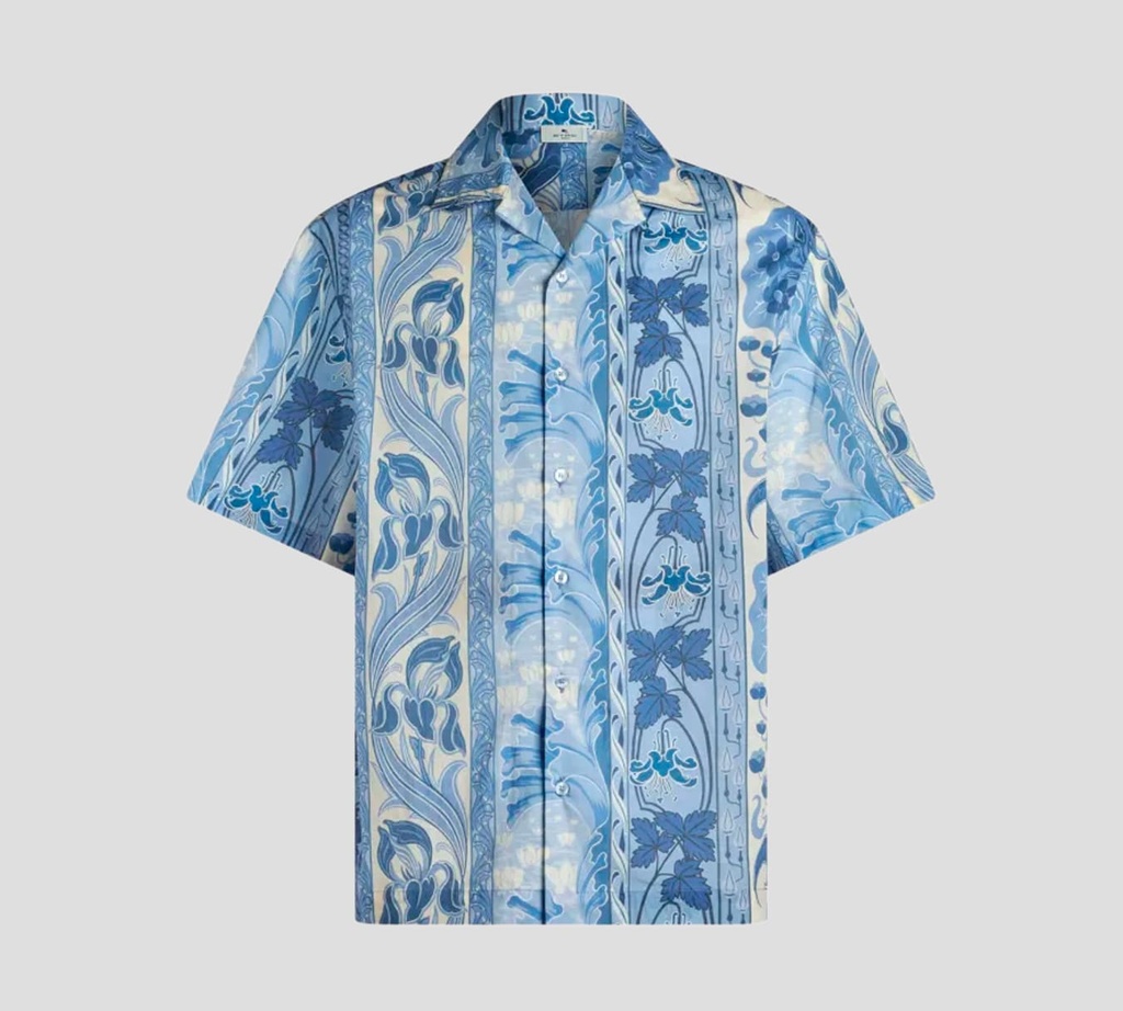 Etro - CAMISA MANGA CORTA CON ESTAMPADO FLOREADO UNICOLOR