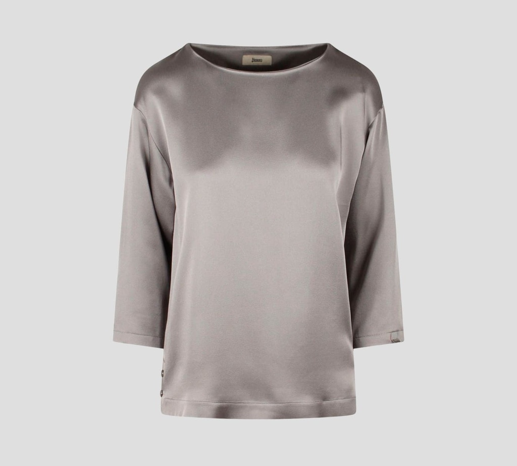 Herno - BLUSA DE SATÉN MANGA 3/4 CORTE RECTO