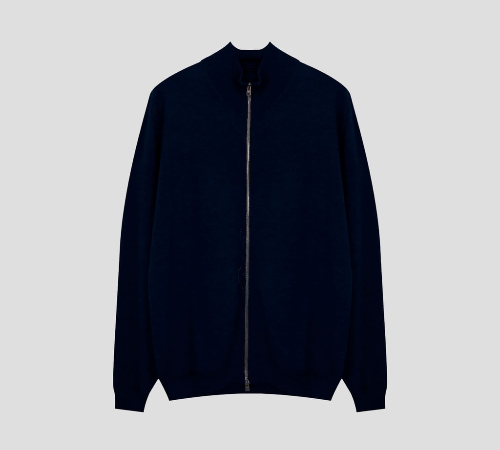 Herno - SWEATER DE PUNTO CON CIERRE FRONTAL Y CUELLO ALTO